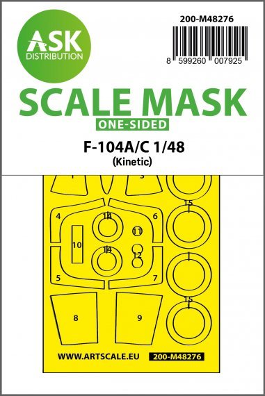 1/48 Lockheed F-104A/C Starfighter one-sided self adhesive mask