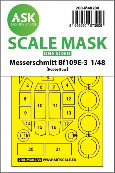 1/48 Messerschmitt Bf-109E-3 one-sided mask for Hobby Boss