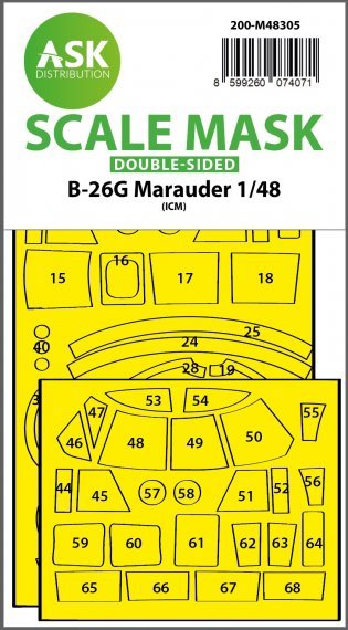 1/48 Martin B-26G Marauder mask inside and outside for Icm
