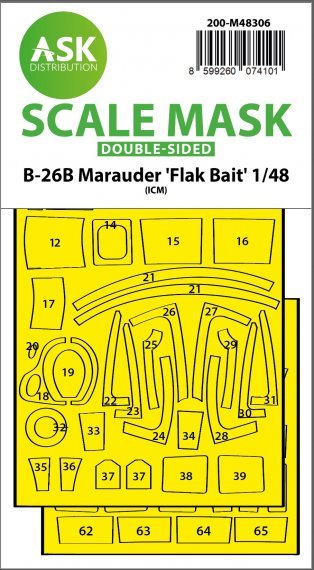 1/48 Martin B-26B Marauder Flak Bait mask inside and outside