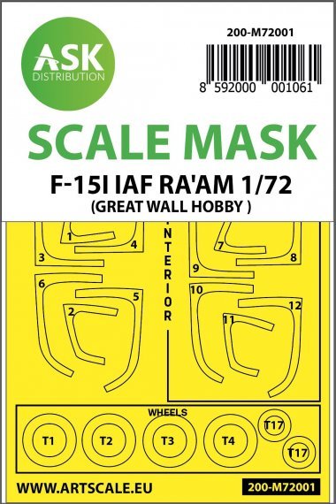 1/72 McDonnell F-15I Eagle Iaf RAAM wheels and canopy masks