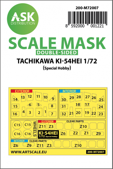1/72 Tachikawa Ki-54 Hei wheels and canopy masks