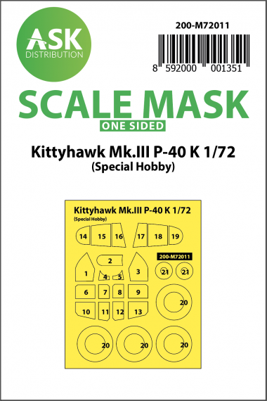 1/72 Curtiss Kittyhawk Mk.III P-40K wheels and canopy mask