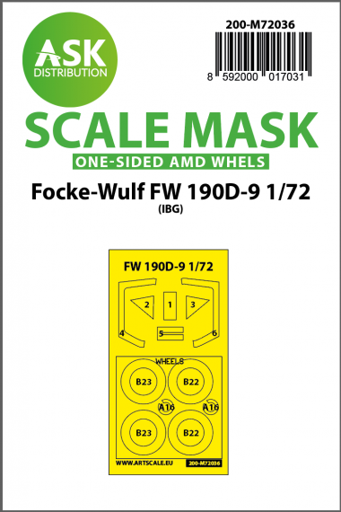 1/72 Focke-Wulf Fw 190D-9 wheels and canopy painting mask