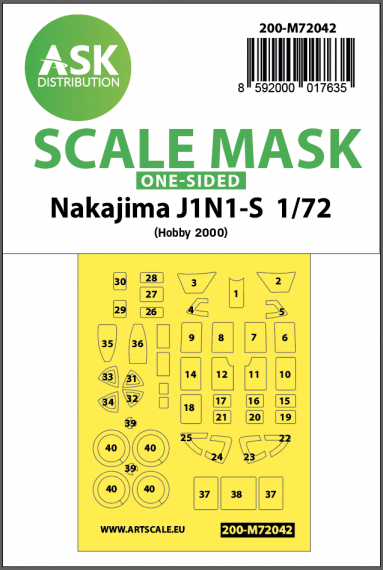 1/72 Nakajima J1N1-S wheels and canopy frame paint masks