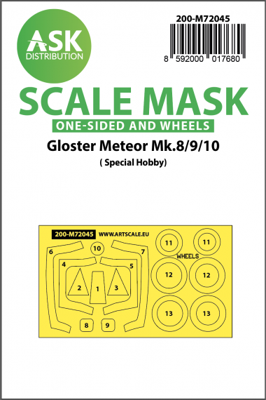 1/72 Gloster Meteor Mk.8/9/10 wheels and canopy frame paint mask