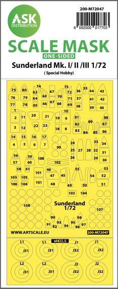 1/72 Shorts Sunderland Mk.I, Mk.II, Mk.III wheels & canopy mask