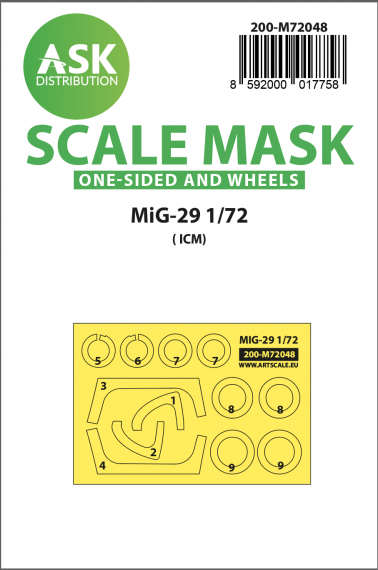 1/72 Mikoyan MiG-29 wheels and canopy frame paint masks