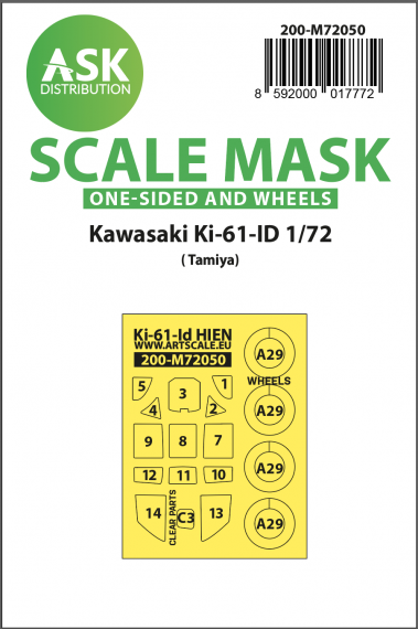 1/72 Kawasaki Ki-61-ID wheels and canopy frame paint masks