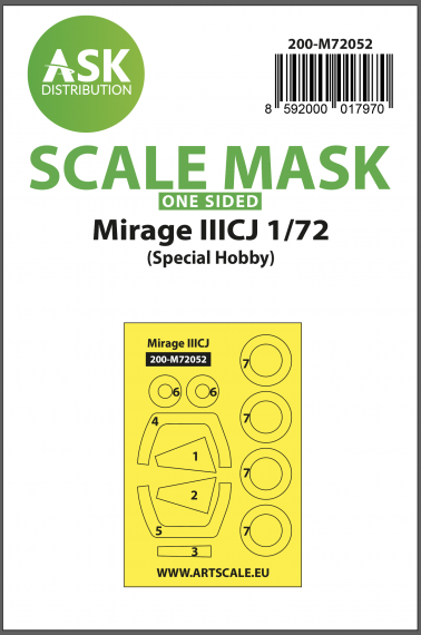 1/72 Dassault Mirage Iiicj wheels and canopy frame paint masks