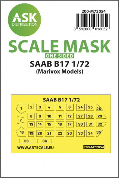 1/72 Saab B17 one-sided painting express mask