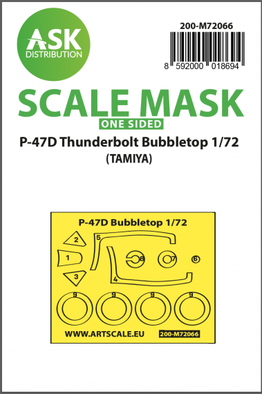 1/72 Republic P-47D Thunderbolt Bubbletop one-sided express mask
