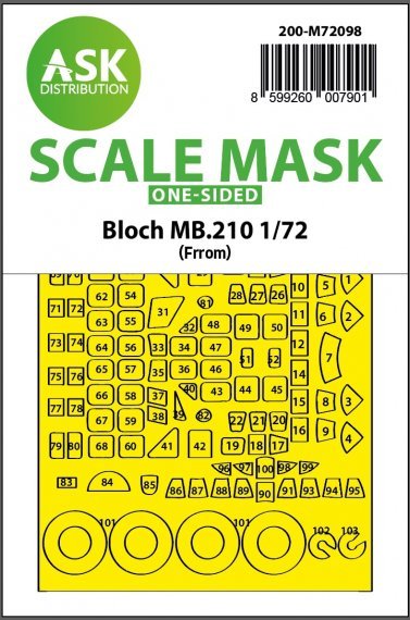 1/72 Bloch MB.210 external self-adhesive fit mask for Frrom