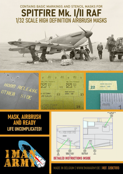 1/32 Supermarine Spitfire Mk.I/Mk.II Raf 1941/42 paint mask