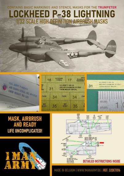 1/32 Lockheed P-38L Lightning paint mask