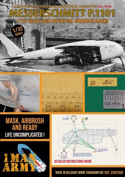1/32 Messerschmitt P.1101 paint mask for Das Werk