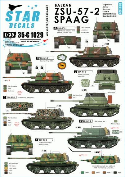 1/35 Balkan ZSU-57-2. Yugoslavia/JNA, Croatia, Serbia, BiHA