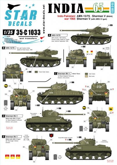 1/35 Indo-Pakistani War 1965. AMX-13/75, Sherman Mk.V , Sherman