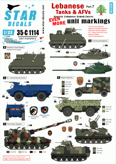 1/35 Lebanese Tanks & AFVs Part 7 unit generic insignia