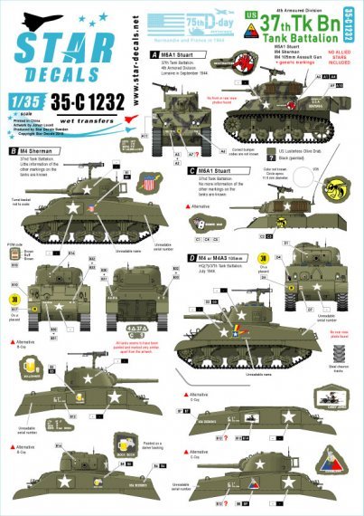 1/35 US 37th Tank Battalion. 75th-DDay-Special Normandy & France