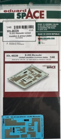 1/48 B-26G Marauder cockpit insulation & armor plates