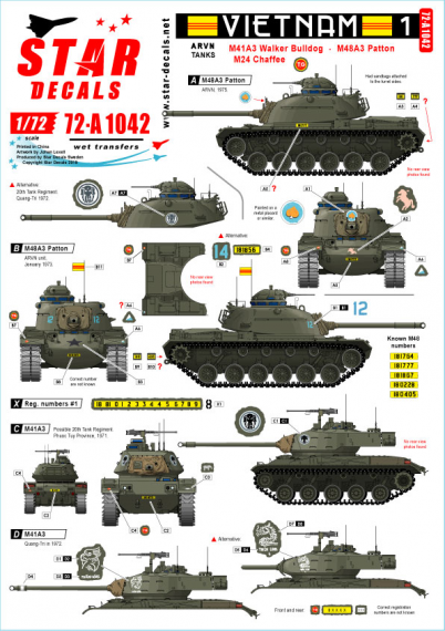 1/72 Vietnam 1. M24 Chaffee, M41 Walker Bulldog & M48A3 Patton
