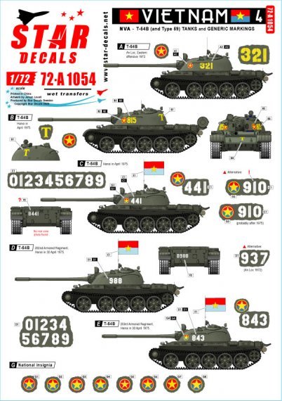 1/72 Vietnam Part 4. Nva North Vietnamese T-54B markings