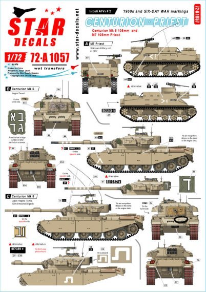 1/72 Israeli AFVs Part 2. Centurion Mk.V 105mm and M7 Priest 105