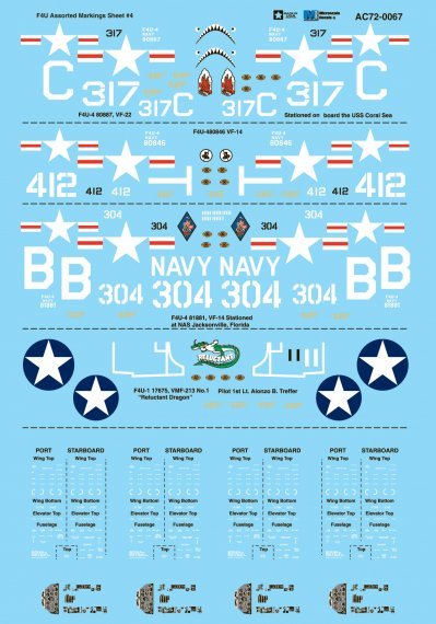 1/72 Vought F4U Corsair Assorted Markings Sheet Part 4