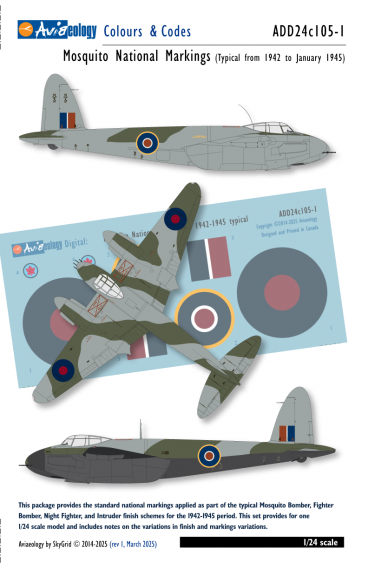 1/24 De Havilland Mosquito National Markings-1942-1945 Type B