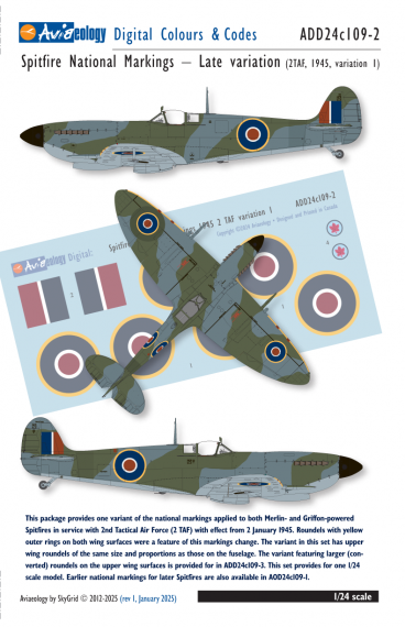 1/24 Supermarine Spitfire National Markings-Late 2TAF, 1945