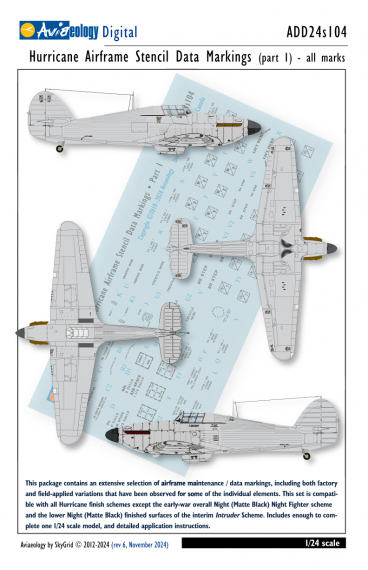 1/24 Hawker Hurricane airframe stencil/data marking part 1