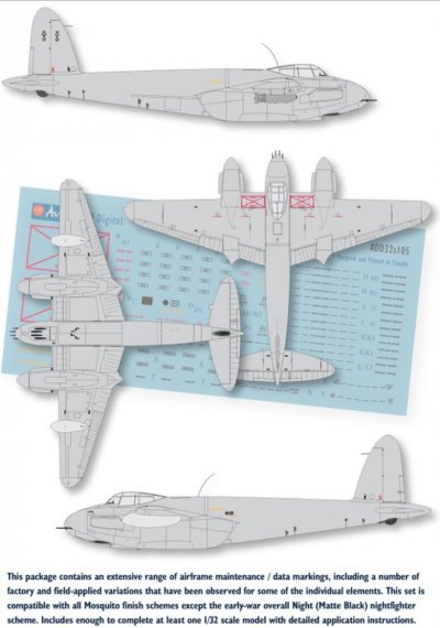 1/32 De Havilland Mosquito airframe stencil/data marking part 1