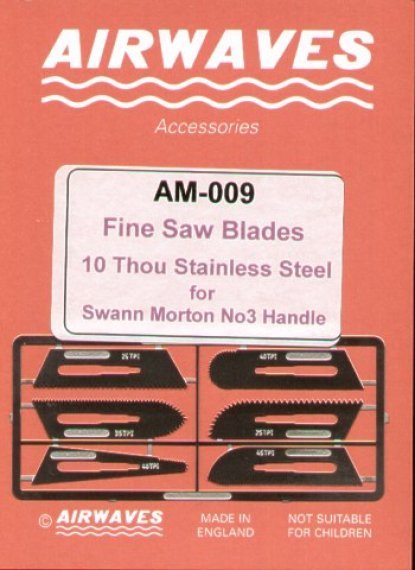 Fine razor saw blade Set No.2. 6 different blades
