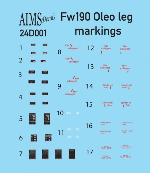 1/24 Focke-Wulf Fw-190A-5/Fw-190A-6 Oleo leg stencils