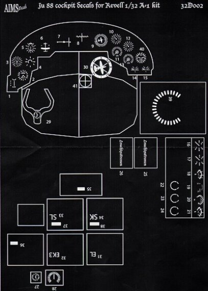 1/32 Junkers Ju-88A-1 cockpit instrument details for Revell