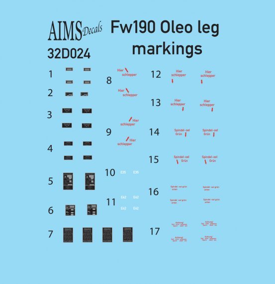 1/32 Focke-Wulf Fw-190 oleo leg markings