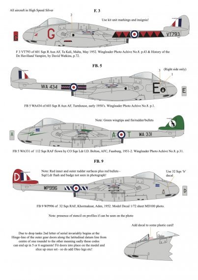 1/32 De Havilland Vampire F.3, FB.5 & FB.9 Collection