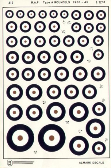1/72 Raf Type A National Insignia/Roundels 1938-45