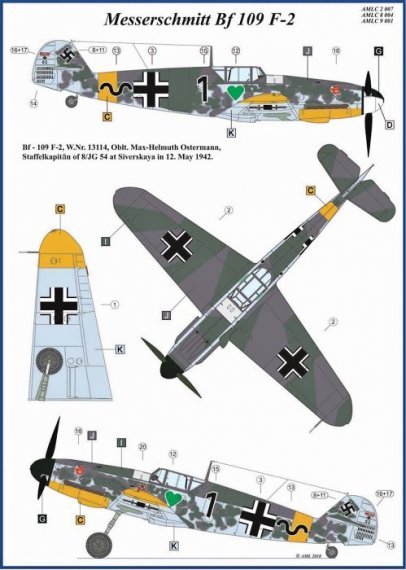 1/72 Masks for Bf 109 F-2 (incl. decals)