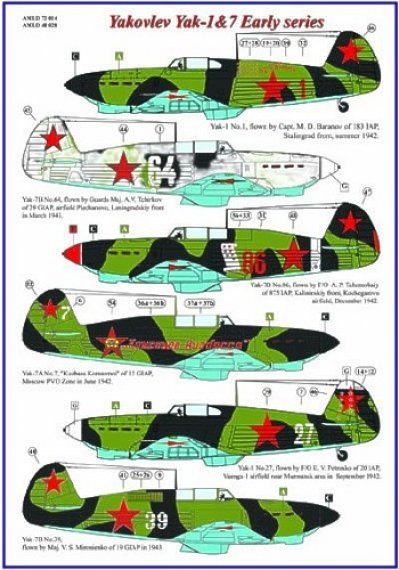 1/72 Decals Yak -1&7 Early series (incl. PE set)