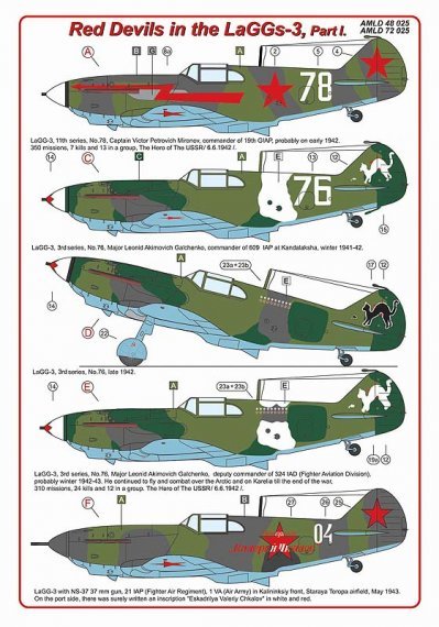 1/72 Decals Red Devils in LaGGs-3 Part I