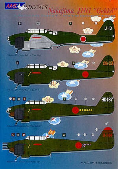 1/72 Decals Nakajima J1N1 Gekko