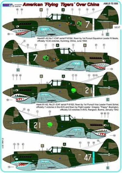 1/72 Decals Curtiss Hawk 81-A2 (China AF, 6x camo)
