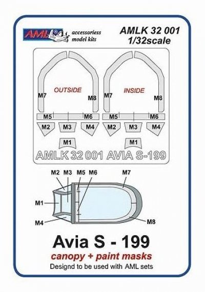 1/32 Avia S-199  vacu canopy & paint masks