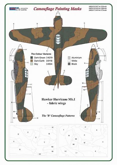 1/32 Camouflage masks Hawker Hurricane Mk.I B