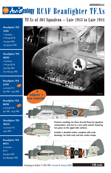Aviaeology AOD48002m2 Decal Beaufighter TF.X 404 Sqn 1/48
