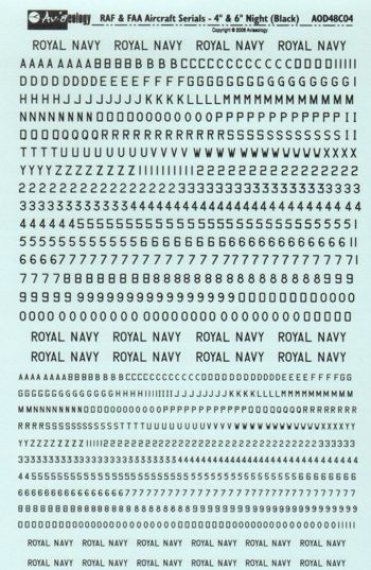 Aviaeology Decal RAF FAA Seriali Aerei 1/48 Nero