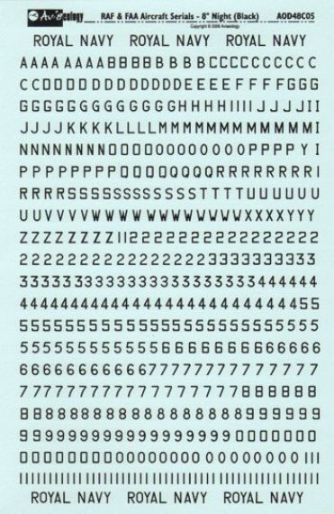 Aviaeology Decal Matr. RAF/FAA 1/48 Nero 8