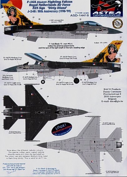 Astra Decals F-16A Block 15 RNLAF 1/144